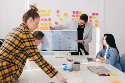 people working in a conference room