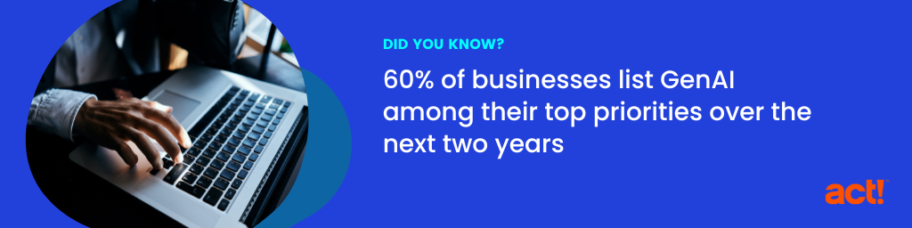 A callout that says, "Did you know? 60% of businesses list GenAI among their top priorities over the next two years."