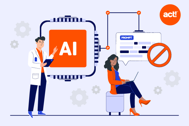 an illustration of two people in front of a big AI sign