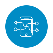 icon of a mobile phone with various nodes coming out of it